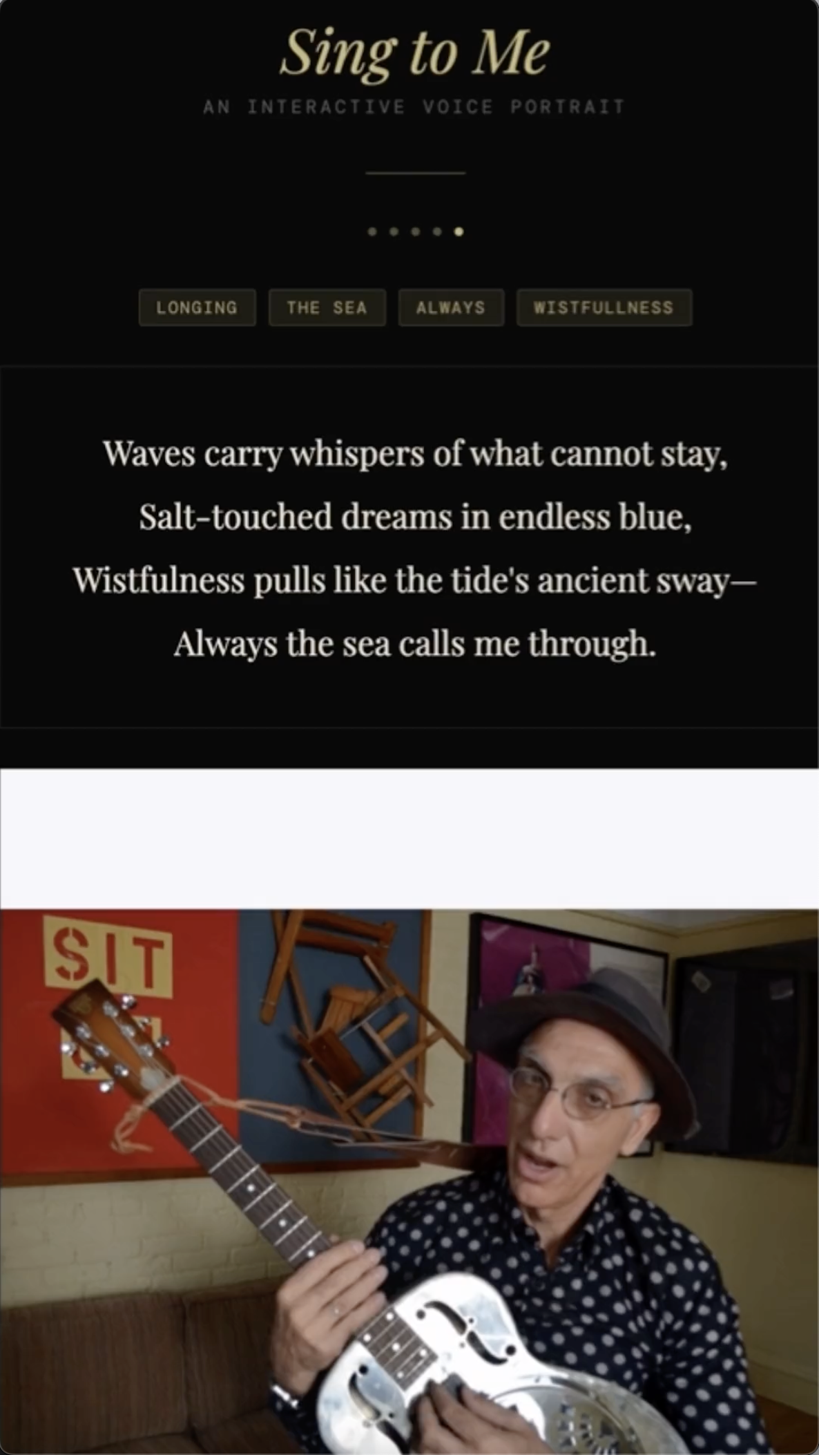 Sing To Me -  still image of AI interactive kiosk